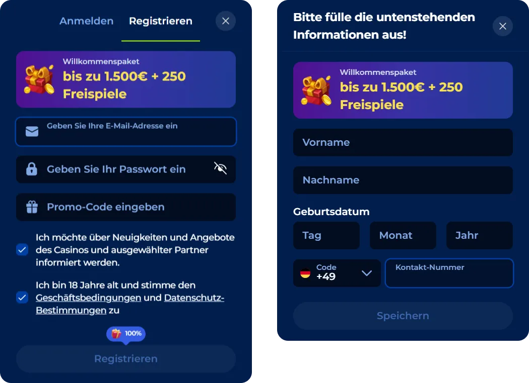 Anmeldung bei BillionaireSpin Casino