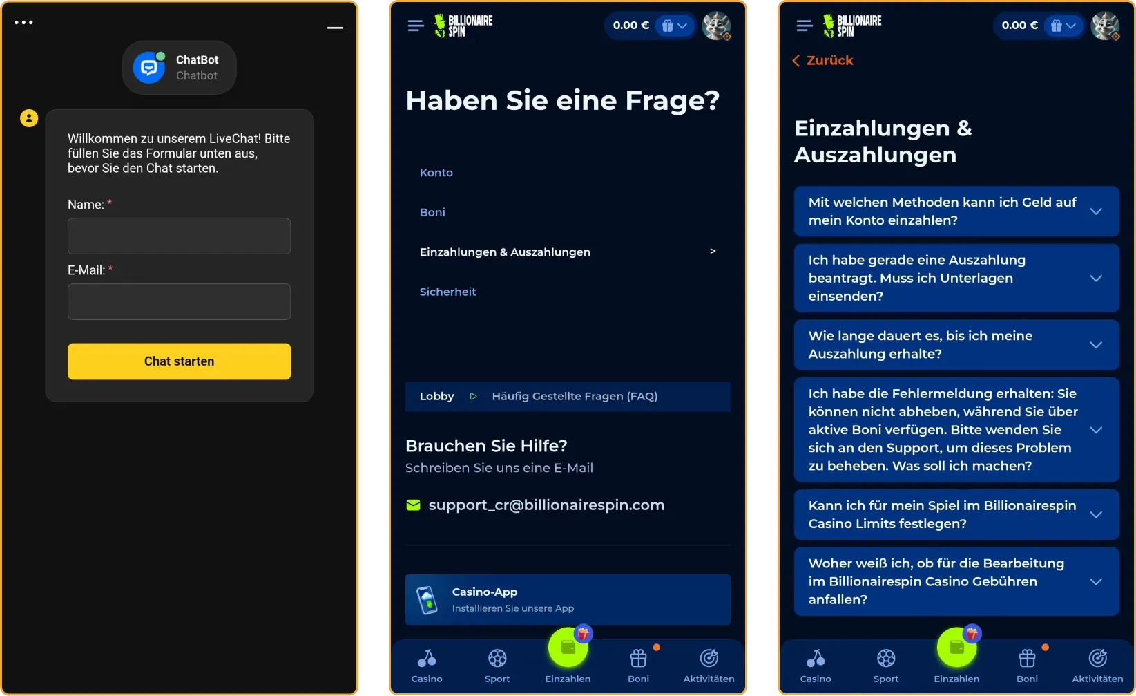 Hilfezentrum von BillionaireSpin