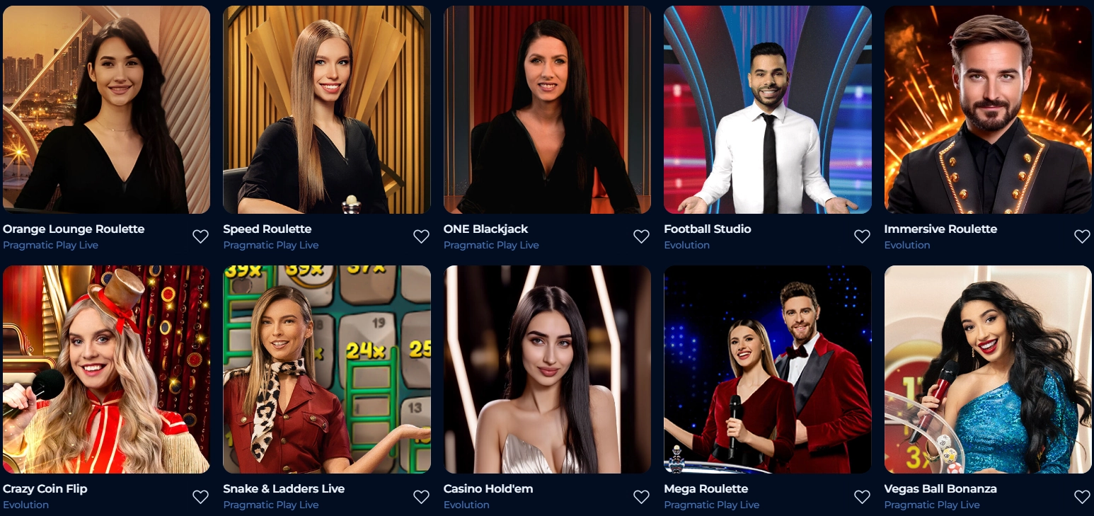 Live-Casino-Bereich bei BillionaireSpin